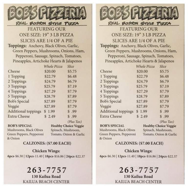 Bob's Pizzeria - Kailua, HI