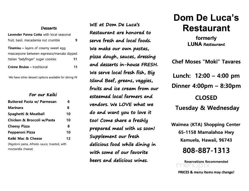 Dom De Luca Restaurant - Kamuela, HI