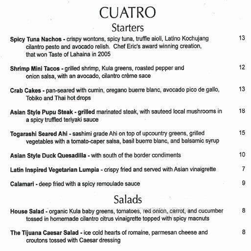 Cuatro Restaurant - Kihei, HI