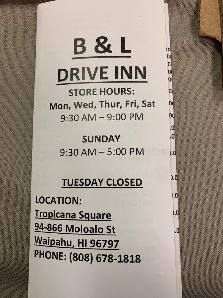 B & L Drive Inn - Waipahu, HI