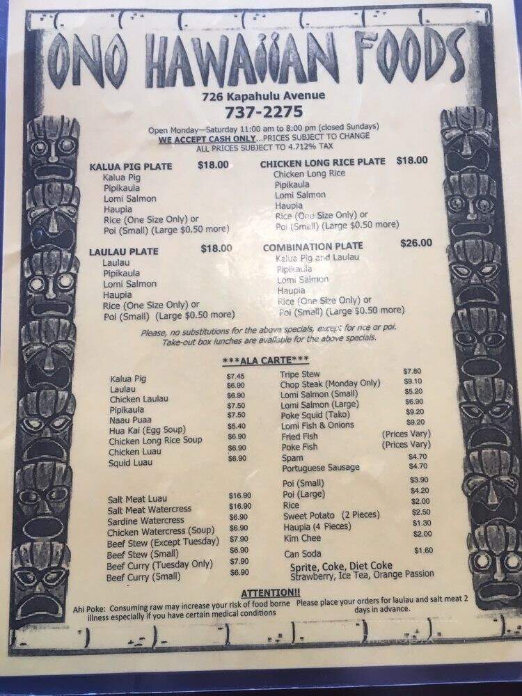 Ono Hawaiian Foods - Honolulu, HI